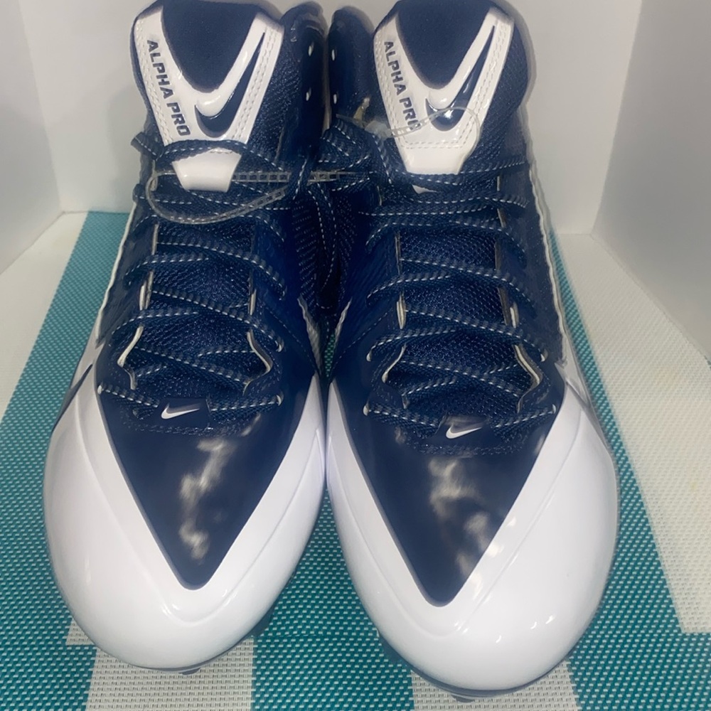 Nike Alpha Pro Football Cleats midnight blue/fly wire Size 12